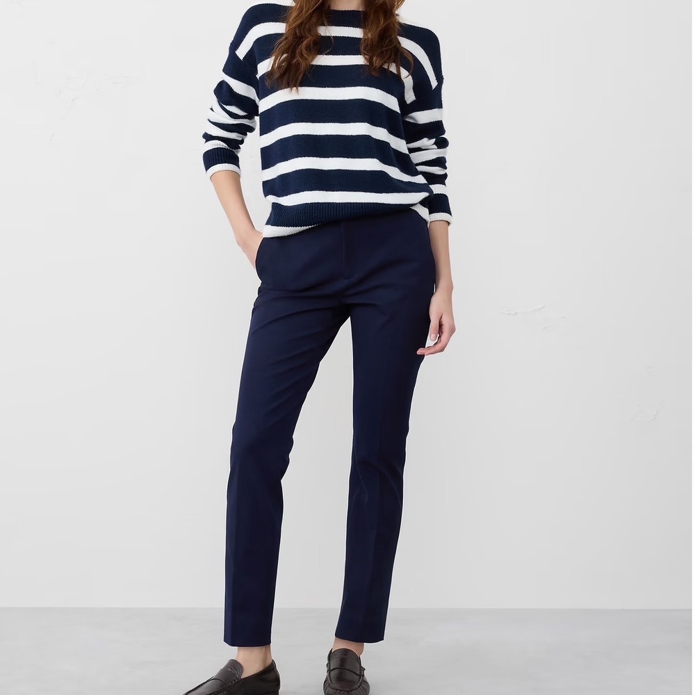 Banana Republic Sloan Navy Blue Petite Dress Pants Slim Fit Trousers 10P